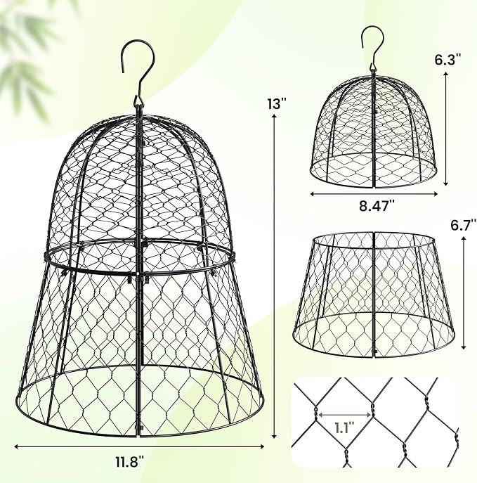 6 Pack Garden Cloche Plant Protectors from Animals, 13" x 11.8" Heavy Duty Chicken Wire Cloche, Adjustable Metal Wire Garden Cloches for Outdoor Plants, Keep Rabbits, Squirrels & Birds Away