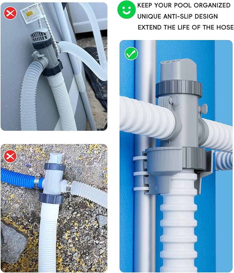 SHAPON Pool Accessories Plunger Valve Bracket for Above Ground Pools, Compatible with Intex Pool Parts, Durable ABS Pipe Support with Zip Ties (1 Pack)