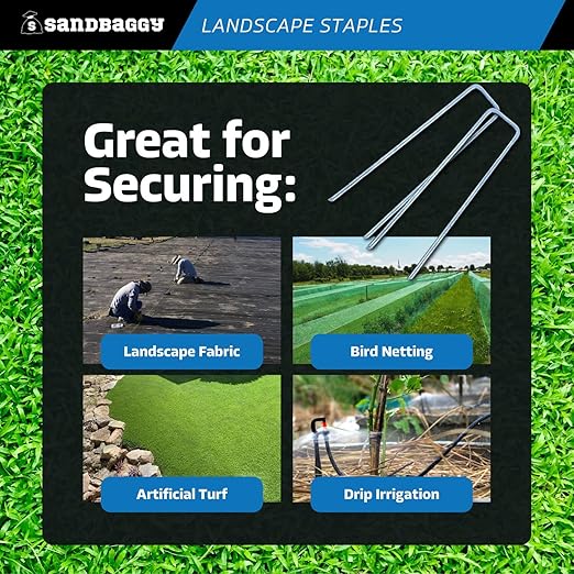 Sandbaggy 8-Gauge 6" Landscape Staples – 200 Count Heavy-Duty Steel U-Pins for Rocky Soil & Hard Ground – 40% Thicker Than 11 Gauge for Landscape Fabric & Turf