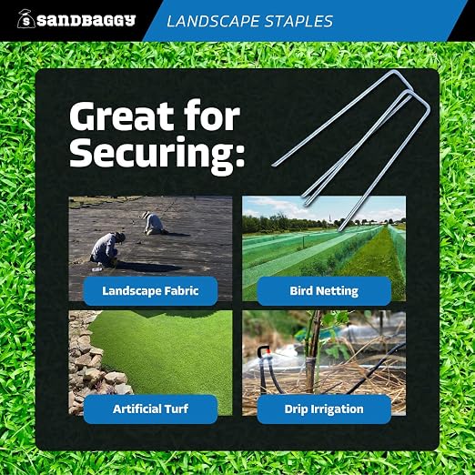 Sandbaggy 6 inch Landscape Sod Staples (8 Gauge Steel) | Great for Hard & Rocky Soil | 40% Thicker Than Standard 11 Gauge | Trusted by Farmers & Contractors Across USA (400 Staples)