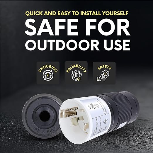 50A Twist Lock RV Plug - 50 Amp RV Extension, Generator Cord, RV Power Cord 50 Amp,125/250V CS6365, Twist Lock Adapter, High Voltage Generator - 12500 Watts 3 Pole 4 Wire | 10 Pack