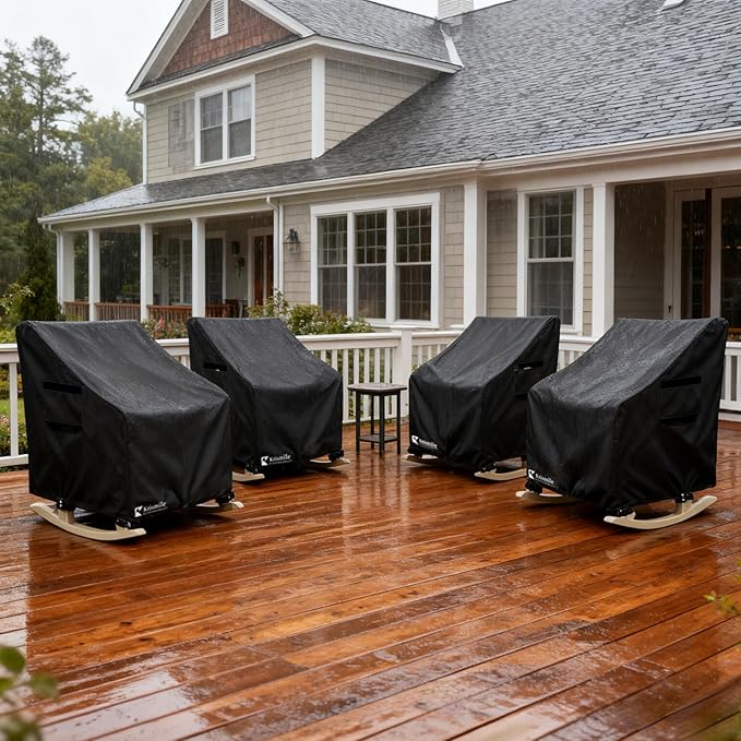 Outdoor Rocking Chair Cover 2 Pack, Heavy Duty Waterproof Patio Rocking Chairs Cover for 27" W x 34" D x 45" H Presidential Rocking Chair, Black