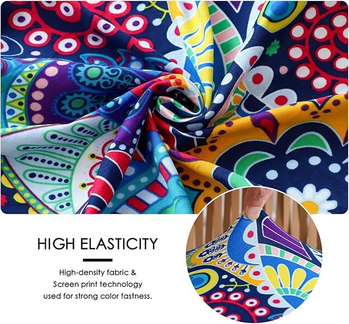 FORCHEER Waterproof Patio Cushion Cover for Outdoor Furniture 37x22x4 Stretch Boho Large Outdoor Cushion Cover with Ties 1 Piece Replacement Washable
