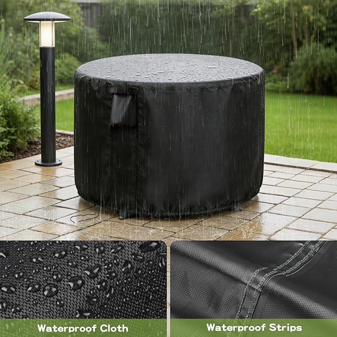 Patio Furniture Covers Round, 32 Inch Outdoor Round Table Cover Waterproof, Patio Furniture Cover for All Weather Resistant - 32 x 28 Inch