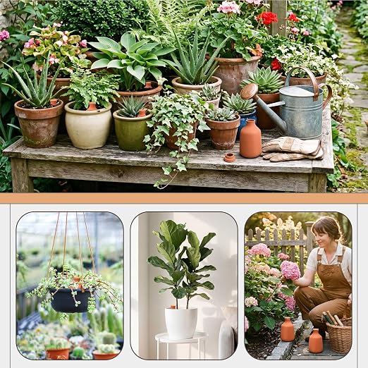 DoubleFill 2 Pcs 100 oz Ollas Terracotta Watering Pots Self Watering Planter Insert Terracotta Globes Clay for Outdoor Indoor Garden Plants, Easy to Refill