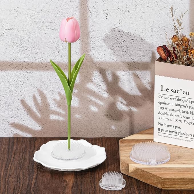 Waydress 3 Pcs Mixed Sizes Plastic Flower Frog Flower Pins Floral Frog for Arrangements Vase Japanese Ikebana Kenzan Floral Arrangement for Crafts Fixed Tools, Wedding Decor, Mother's Day Gift (Clear)