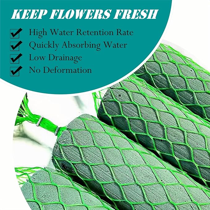 14Pcs Floral Foam Garland 9.2Ft Sponge Blocks Kit, Absorption Flower Holder Arch Door for Wet Dry Fresh Flowers Arrangement for Wedding Garden Home Decor (Floral Tape x 2pcs)