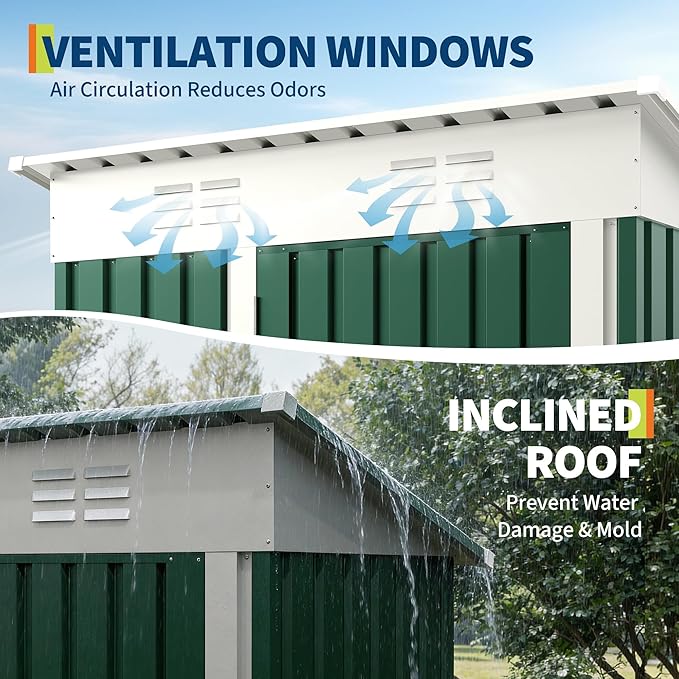 GAOMON Compact Metal Outdoor Storage Outdoor Storage 5x3FT - Weather-Resistant Tool Organizer with Lockable Single Door, Sloping Roof - Ideal for Garden, Backyard, Patio, Lawn Equipment