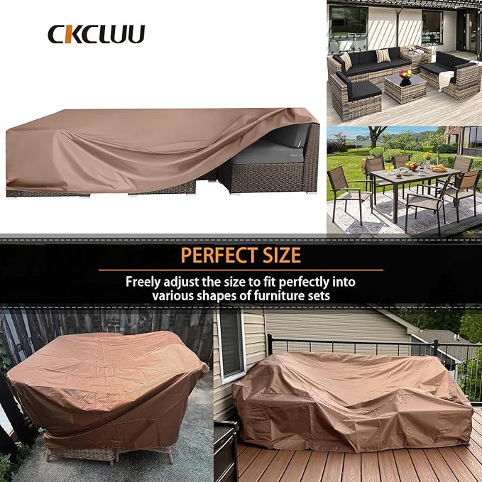 Patio Furniture Set Cover Waterproof Outdoor Furniture Covers Heavy Duty Outdoor Sectional Sofa Set Cover Dining Table and Chairs Set Covers Water Resistant Large 126" L x 63" W x 28" H
