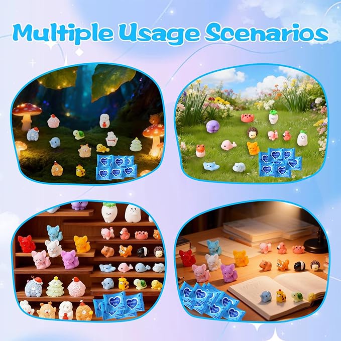 Mini Glow In The Dark Animal Resin Models, Resin Animals Mystery Bags, Individually Wrapped Blind Bags Tiny Animal Figurines, Collectible Mini Animals For Fairy Garden, DIY Crafts (50, B-Animal)