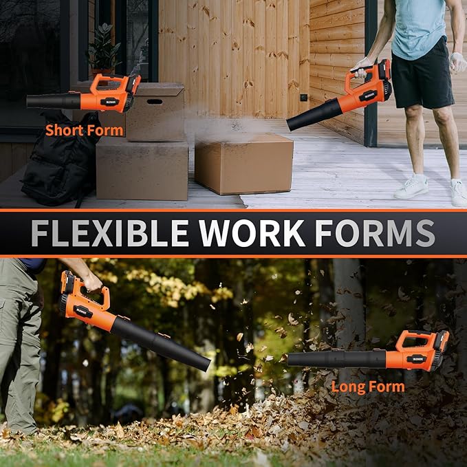 LEAPUL Leaf Blower Cordless, 21V Electric Leaf Blower with 2×2.0Ah Batteries & 1 Fast Charger, Lightweight Battery Powered Blower for Lawn Care, Patio Cleaning