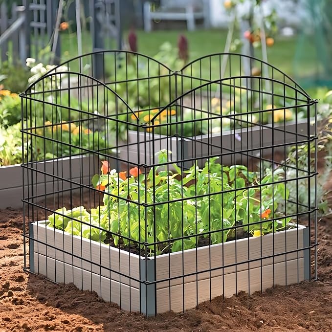 Thealyn Metal Garden Fence 32 inch H x 28 inch W (5 Panels, Total Length 11.6 ft) No Need Dig Rustproof Animal Barrier Fencing Border Fence for Dog, Patio,Yard, Landscape, Flower Bed