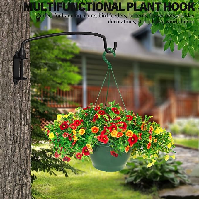 Plant Hook,12 Inch Plant Hanger Bracket Heavy Duty Wall Mounted Hooks for Hanging Bird Feeder, Flower Bracket, Anti Rust Metal Lanterns