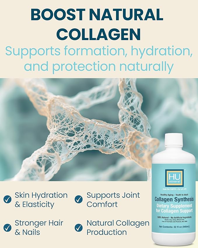 Collagen Synthesis – Plant-Based Liquid Collagen for Women & Men of All Ages, Youth to Adult - with Hyaluronic Acid, Biotin & Vitamin C – Supports Joint, Skin, Hair & Nail Strength – 32 oz