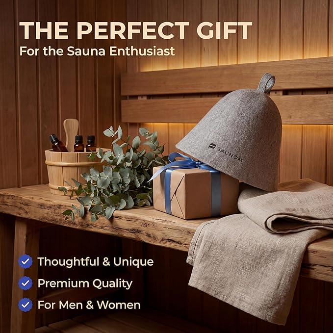Premium Ultra Soft Grey Sauna Hat for Women and Men — 100% Natural Wool — Ultra Soft, Breathable, Itch-Free and Odor Resistant Sauna Cap