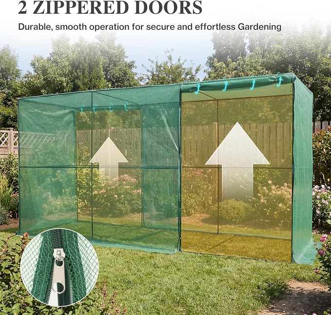 BPS Crop Cages for Garden Plant, 12x4x6 Ft Plant Netting Protection Tent with Zippered Door for Plants, Raised Garden Bed Cover with Frame for Vegetables, Fruits and Flowers