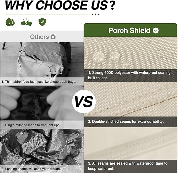 Porch Shield Patio Ottoman Cover - Waterproof Outdoor Square Side Table Covers – 22L x 22W x 18H inch, Beige