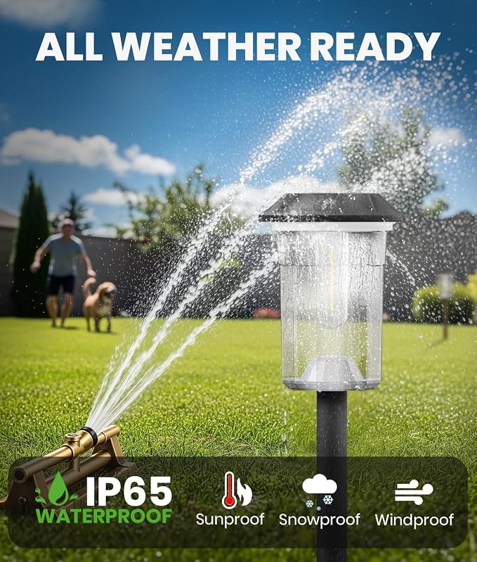 BITPOTT Solar Lights Outdoor Waterproof, 2 Pack Solar Pathway Lights Outdoor,Auto On/Off Solar Powered Garden Lights for Yard Lawn Patio Walkway Driveway Decor Landscape Lighting,2-in-1 Warm&Cool