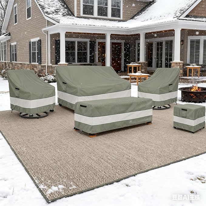 Outdoor Swivel Chair Cover 4 Pack,Waterproof 100% Outdoor Patio Chair Covers,33W x 37 D x 38.5 H inches,Outside Furniture Lounge Deep Seat Cover -Grayish Green