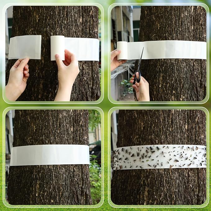 18 Rolls Spotted Lantern Fly Traps Ant Insect Barrier, 30 ft Each, Outdoor Fly Tree Tape Trees Wrap Spotted Lanternfly Killer for Protect Trees, Fruit & Plants, Pest Control Lawn & Garden