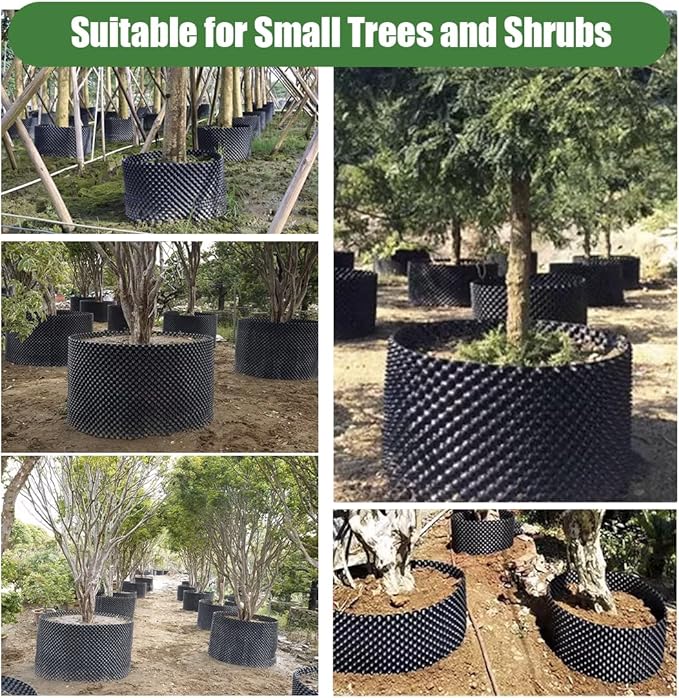 RooTrimmer Air Pruning Containers, 40 Gallon Air Pruning Planters, Sturdy Plastic Roots Control Planter Container for Tree Grow Outdoor, Garden Self-Planting Planters, Size 24"x24", Black, 2P