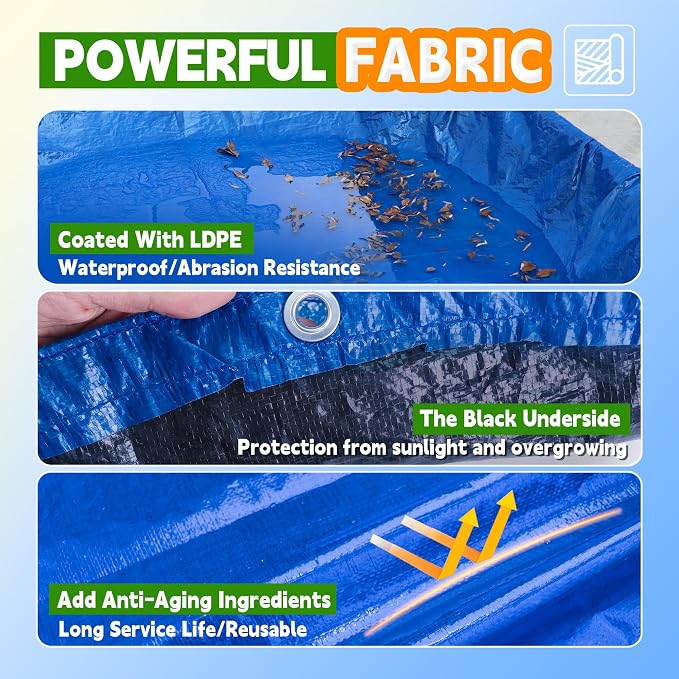 19Ft Pool Covers for (15Ft) Above Ground Pools, Winter Pool Cover,Heavy Duty Above Ground Pool Cover Includes Winch and Cable,UV Protection, Strength&Durability,Blue/Black(Cover Only)
