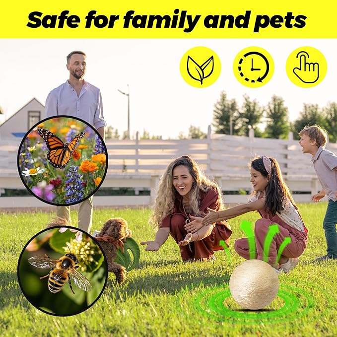 Squirrel Repellent Balls- Chipmunk & Rodent Deterrent for Outdoor & Indoor Use, Attic, Garden, Cars, Bird Feeders - Safe for Pets & Kids, Lasts 30-60 Days (12)