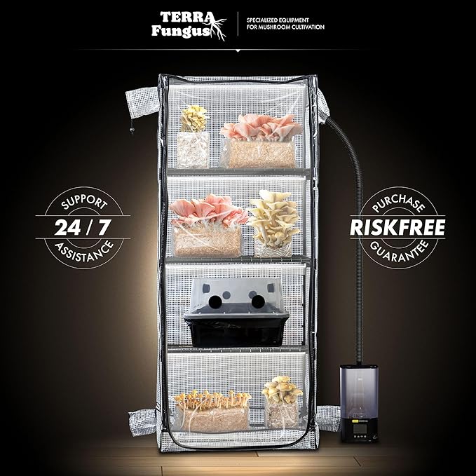 Mushroom Grow Tent with Light and Timer, 65" x 27.5" x 20" & 6500k LED, Indoor Greenhouse with Grow Light, Martha Tent for Mushroom, mini Greenhouse, 4" Vents to Insert Accessories, fits monotub