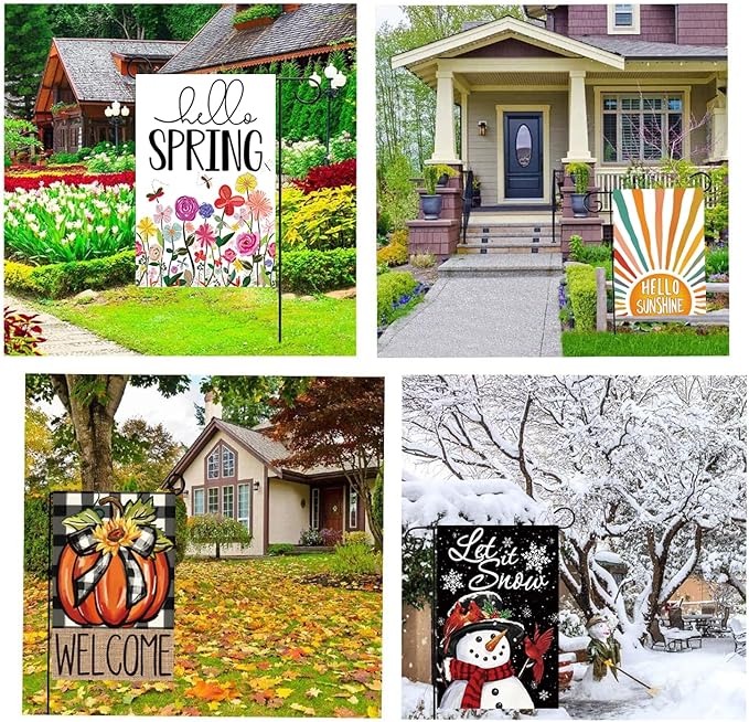 20 Pack Seasonal Garden Flags Set Double Sided 12x18 Inch Small Yard Flags, Holiday Seasonal Garden Flag for Outside Decoration for All Year Round