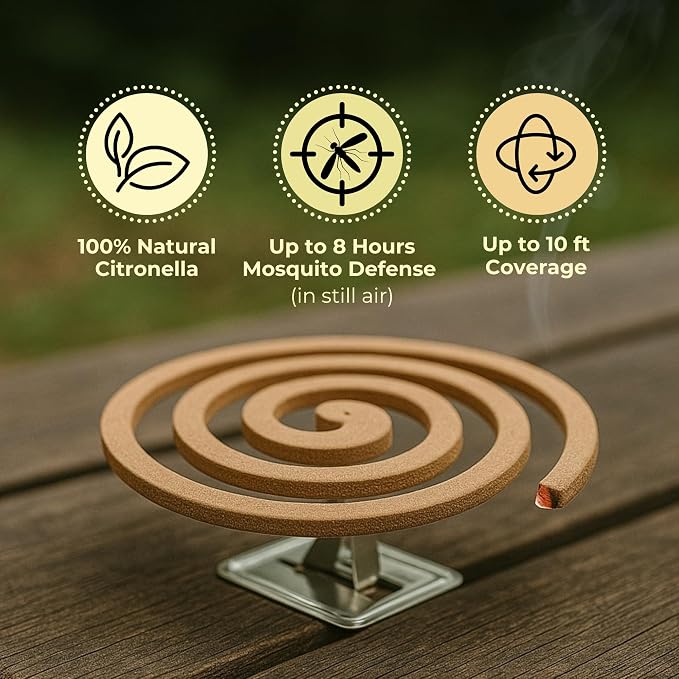 KING Mosquito Coils – Hawaii’s Most Trusted Citronella Protection – Each Coil's Scent Lasts up to 8 Hours (10 Coils)