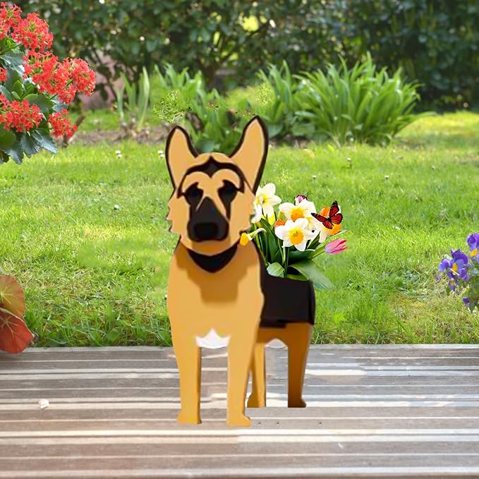 German Shepherd Dog Planter Plant Pots,Cute Large Dog Flower Planter,Gifts for Pet Lovers,Unique Animal Plant Pots,Office,Indoor Outdoor Garden Decor(9.84 * 6.77 * 17in)