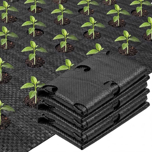 148 x 1.64 ft Garden Weed Barrier Landscape Fabric with Precut Planting Holes, Heavy Duty Weed Barrier Permeability Gardening Ground Cover Mat for Outdoor Greenhouse Planting, Vegetable Beds