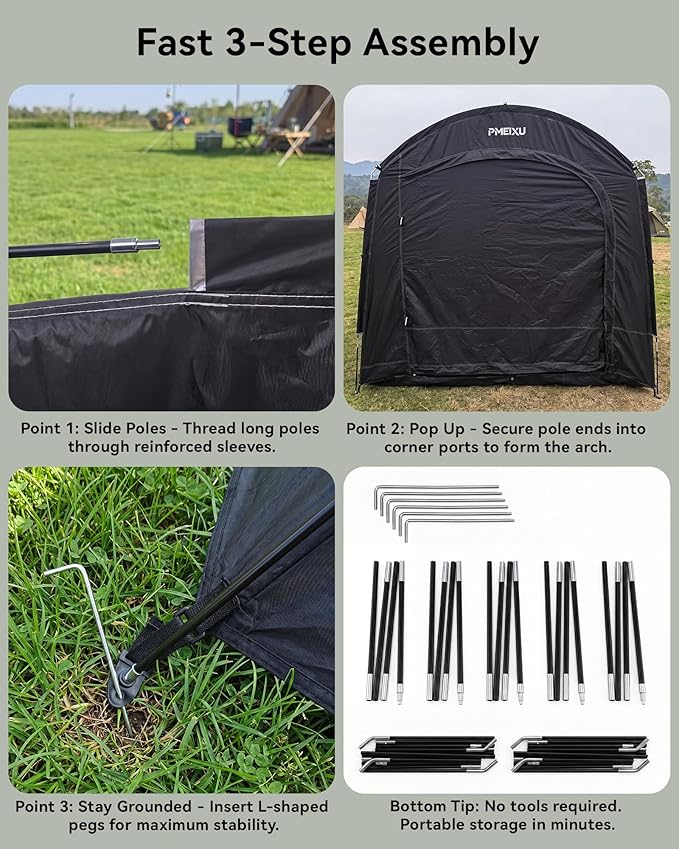 Oversized Outdoor Bike Storage Shed, Portable 210D Oxford PU4000 Bike Tent for 4-5 Bicycles, All-Weather Garden Storage for Motorcycles, Riding Lawn Mowers, Patio Furniture & Gardening Tools
