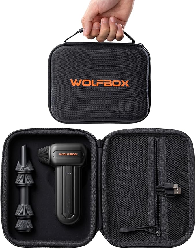WOLFBOX Hard Carrying Case for MF60/MF70 Electric Air Duster [CASE ONLY, Device Not Included], Shockproof Travel Storage Bag for Compressed Air Blower & Accessories, Splash-Proof