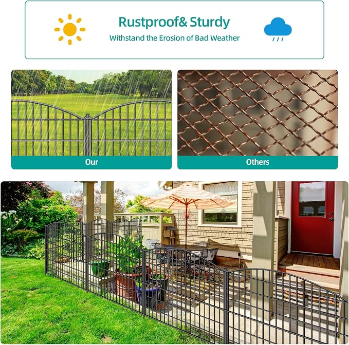 ULIOK 15 Panels Decorative Garden Fence, 32 in(H) X 37.9ft(L) No Dig Fence Panels Animal Barrier for Patio, Animal Ground Stakes Fencing for Garden, Rabbit Dog Temporary Fence for Outdoor Yard