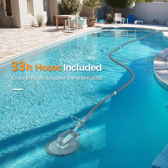 VINGLI Pool Vacuum Cleaner Automatic Sweeper Swimming Pool Creepy Crawler Vacuum with 33FT Hoses (Gray&White)