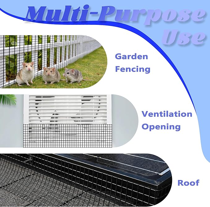 PROLEE 6 Inch X 100FT Solar Panel Bird Guard, Anti-Rust Critter Guard with 100 Fastener Clips Rooftop Solar Panel Bird Wire Screen, Removable Without Damage(6 Inch x 100 Feet)