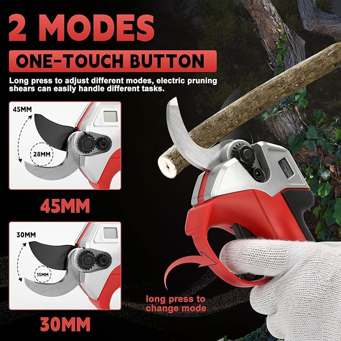 Pruning Shears Compatible with Milwaukee 18V Battery, Brusheless Motor with SK5 High-Carbon Steel Blade, LCD Display for Gardening & Tree Pruning(Battery not included)