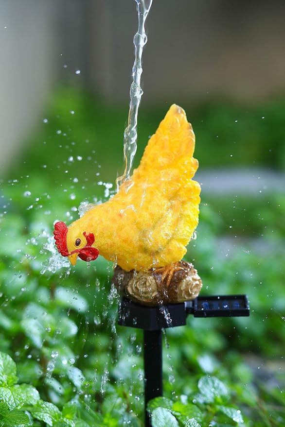 Outdoor Chicken Solar Lights: Resin Garden Decor for Outside Patio Yard Cute Chicken Gifts for Housewarming Mother's Day Birthday