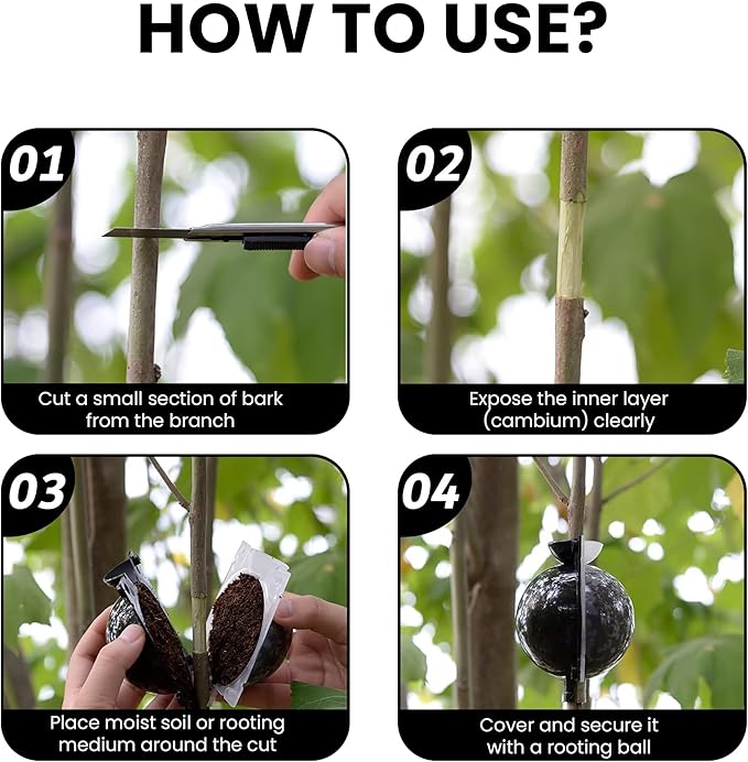 Air Layering Pods for Plant Propagation (8 Medium) – Reusable Rooting Balls with Automatic Lock, Plant Propagation Kit for Trees, Roses & Fruit Plants