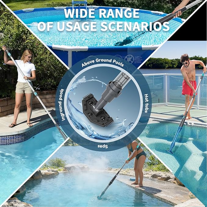 Handheld Spa Hot Tub Vacuum- Cordless Small Above Ground Pool Cleaner with 2 Brush Heads, 90 Mins Running Time, 12 Gallons/Min Powerful Suction, Ideal for Cleaning Debris and Sand Underwater, Black