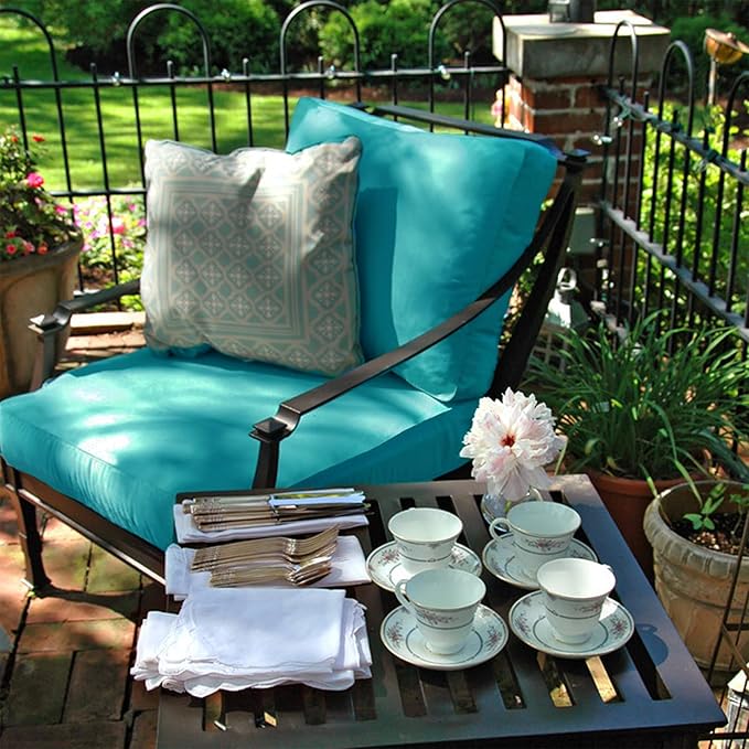 Sqodok Patio Cushion Covers, Waterproof Outdoor Cushion Covers Replacement, Patio Cushion Seat Slicovers for Sectional Sofa, Chair, Outdoor Wicker Patio Sofa (Sky Blue, 24"x22"x4"-2 Pack-Cover ONLY)