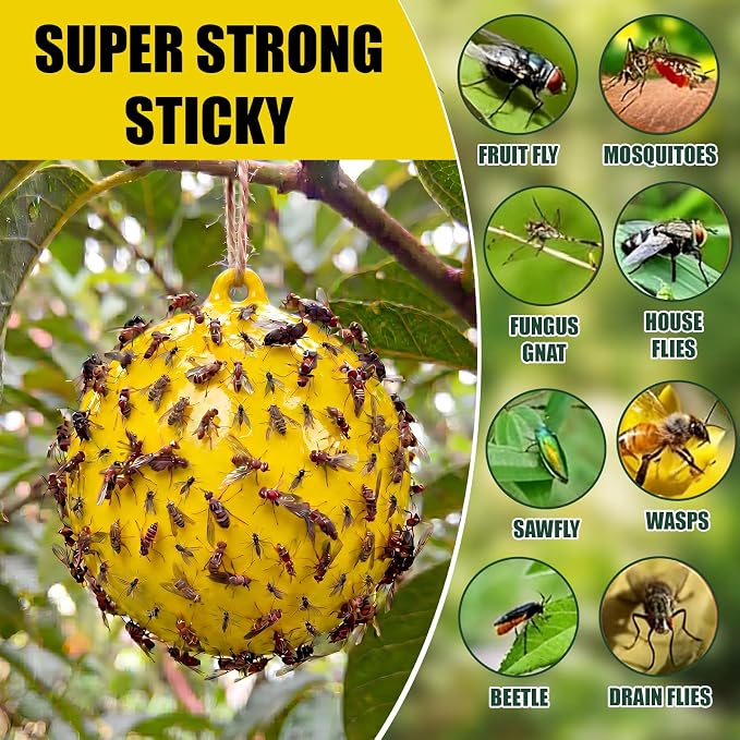 6 Pack Inflatable Fly Trap Balls 18inch Sticky Catcher for Black Yellow Greenhead Flies Outdoor Insect Control for Barn Stable Garden Greenhouse (Glue Not Included) (Gnat Fly Ball Trap)