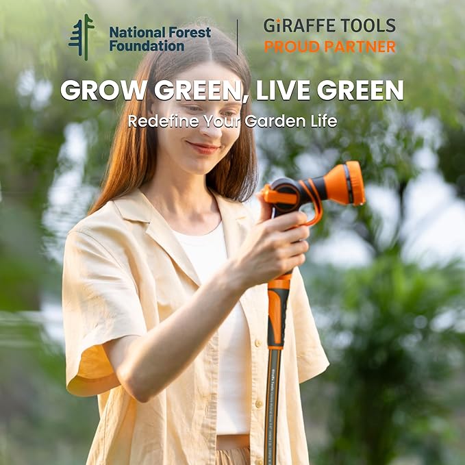 Giraffe Tools Garden Hose 5/8", Water Hose Heavy Duty, Flexible, Lightweight Hybrid Hose with Swivel Handle, 50ft Male to Female Fittings, Burst 600 PSI