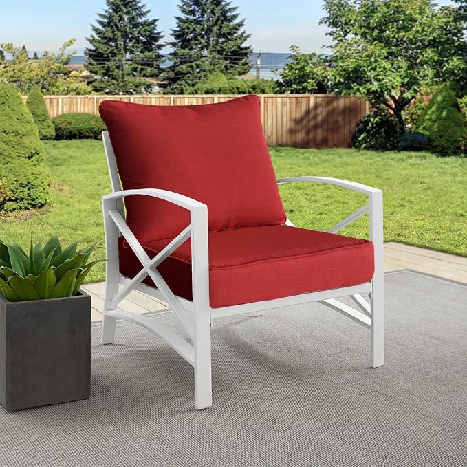 Goodgoods 22x24 inch Outdoor/Indoor Deep Seat Patio Cushions Set of 2 Resilient Foam Filling Water Repellent Stain-Resistant UV Resistant Weather Resistant Deep Seat Bottom Chili