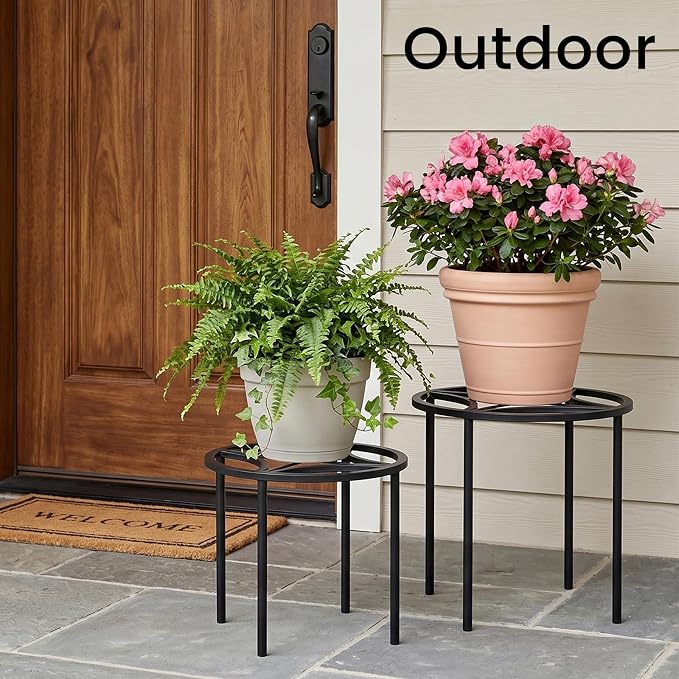 TOSKING 5-Pack Fully Assembled Heavy Duty Metal Plant Stands – Layered Indoor/Outdoor Display, Original Modern Geometric Flower Holder with Multiple Height Options, Rustproof, Adjustable Feet, 150-220 LBS Capacity, Sturdy & Durable for Outdoor, No Inst...