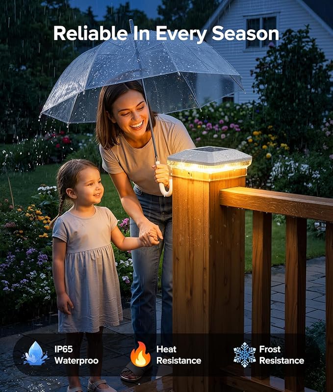 6 Pack 4x4 Solar Post Cap Lights Outdoor, 40 LEDs Fence Post Solar Lights Outdoor with 3 Modes, 30 Lumens Waterproof Deck Fence Post Lights Solar Powered for 4x4 3.5x3.5 Vinyl Wooden Posts