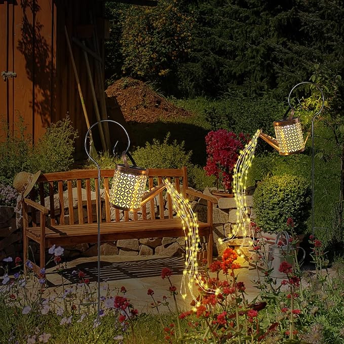 Watering Can with Lights,Solar Lanterns Outdoor Hanging Waterproof Garden Decor,Solar Outdoor Garden Decorative,Decorations for Lawn Path Patio (1)