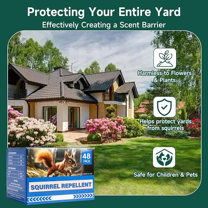 24 Pack Squirrel Rodent Repellent, Peppermint Lemon Oil Mice Repellent for Mouse Rats Spider Pests, Natural Deterrent for Kitchen, Warehouse, Car, Indoor, Outdoor, Safe for Pets Family