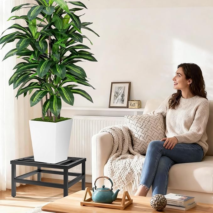 Plant Stand Indoor Outdoor, 18 Inch Heavy Duty Plant Stands Riser Metal Pedestal Stand for Large Flower Pot, Wrought Iron Flower Stand Display Planter Shelf for Living Room, 1-Pack